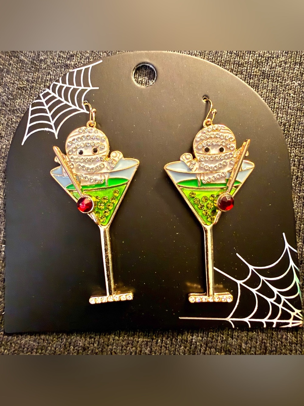 Mummy in Martini Halloween Earrings - New